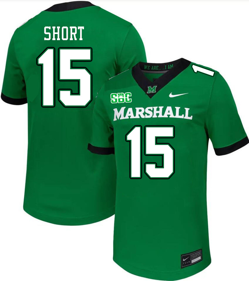 Marshall Thundering Herd #15 Zavier Short College Football Jerseys Stitched-Green Marshall Thundering Herd #15 Zavier Short College Football Jerseys Stitched-Green